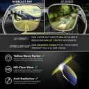 URUMQI Night Vision Glasses Fit Over Eyeglasses for Women Men, Anti Glare Polarized NightTime Glasses Oversized Yellow Lens (02 Transparent Grey Frame/Night Vision Lens)