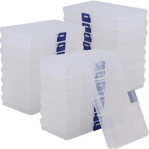 SINJEUN 32 Pack 15 Grids Plastic Jewelry Organizer Box, Clear Jewelry Storage Boxes with Removable Dividers, Small Beads Storage Container for Art and Crafts, Fishing Tackles