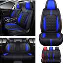 OASIS AUTO Car Seat Covers Premium Waterproof Faux Leather Cushion Universal Accessories Fit SUV Truck Sedan Automotive Vehicle Auto Interior Protector Full Set (Black&Blue)