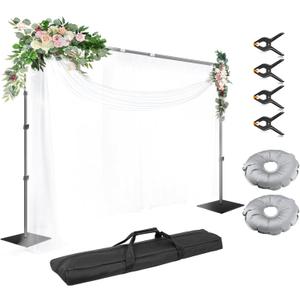 EMART Backdrop Stand, 10x10ft Width Adjustable Photography Background Support Poles with Heavy Duty Flat Base, Photo Metal Steel Pipe and Drape Frame Kit for Parties Birthday Wedding - Black