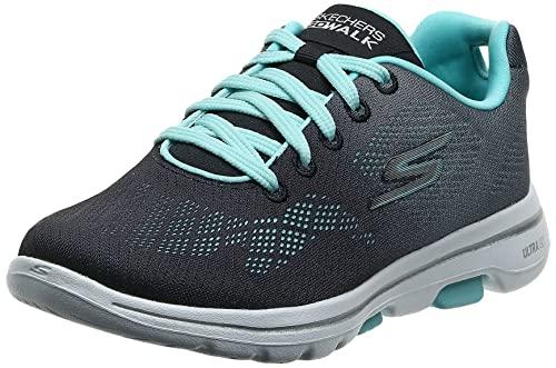 Skechers Women's Go Walk 5-Alive Sneaker, Black/Aqua, 6,5 US