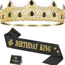 Asija Birthday Gifts for Men, Birthday Decorations for Men, Party Decor Supplies including King Crown & Sash & Greeting Card
