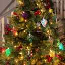 Amooca Christmas Balls Ornaments Hanging Garland Decorations with LED Lights 20pc 12.2ft for Window Wall Stair Railing Xmas Tree Holiday Party Home Decor with Timer Colorful Rainbow Pyramid Balls