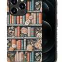 DAIZAG Phone Case Compatible with iPhone 12/12 Pro,Flower Bookshelf Mixed 2 Layer Soft Silicone+Hard PC Ddouble Protection Ultra-Thin Phone Case for iPhone 12/12 Pro