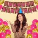 2 x 21 Pieces Cheetah Birthday Decorations Cheetah Birthday Banner Gold Leopard Spots Latex Balloons for Party Boy Girl Baby Shower Supplie