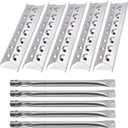 Hiorucet Grill Replacement Parts for Master Forge 5 Burner 3218LT, 3218LTN, L3218, 2518-3, 3218LTM, Kenmore Gas Grill Models 148.16156211, 148.16137110, 5 Pack SPE181 Heat Plate SBE601 Grill Burner