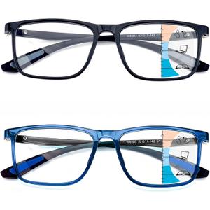 Multifocus Reading Glasses Men,No Line Bifocal Progressive Multifocal Readers,Blue Light Computer Frame Eyeglass