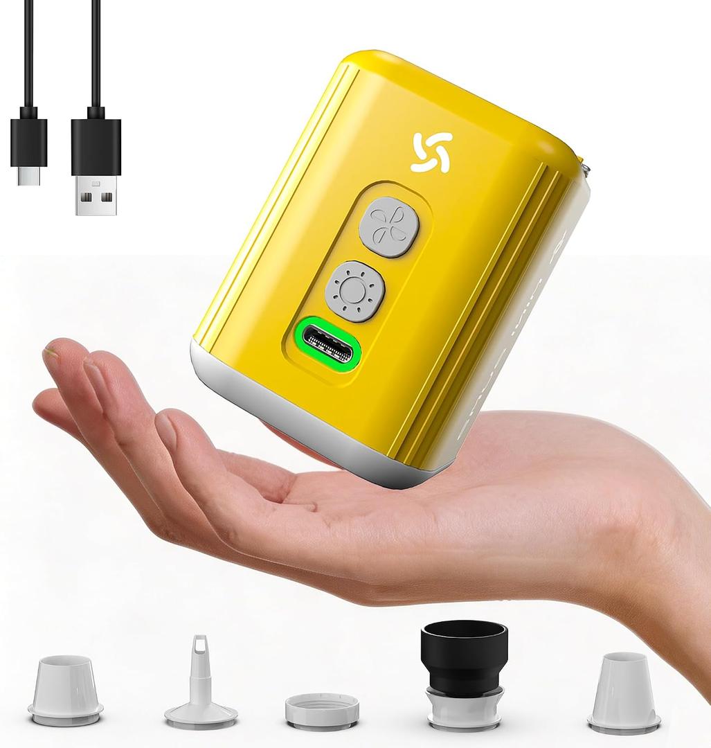 Portable Air Mattress Pump,4.5 KPa Air Pump with 3 Level Camping Light,0.22lb Quick Inflator&Deflator Pumps for Inflatable Mattress,Pool,Couch