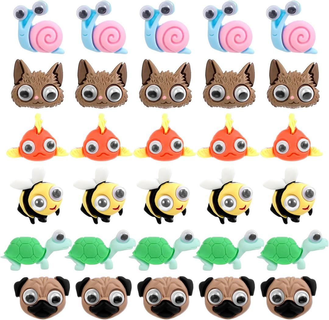 30 Pcs Fun Animals Push Pins, 6 Pattern Push Pins for Cork Board Including Puppy Fish Bee Snail Turtle and Cat, Decorative Pushs Pin for Office Home Decor, Cute Pushs Pin for Cork Board Photo Wall Map
