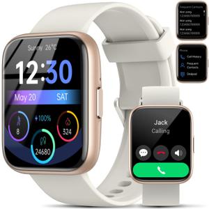 Smart Watch for Men Women - Answer/Make Calls/Quick Reply/AI Voice Assistant, 1.83" for Android iPhone Samsung Compatible IP68 Smartwatch Fitness Tracker Blood (Rose Gold+Beige, 1.83")