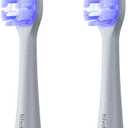W60 Blue Light Electric Toothbrush Replacement Heads, Pack of 2 - Brush Heads Transmit Professional-Grade 460nm Blue Light, Medium Firm Bristle, for Plaque Removal and Sensitive Gums