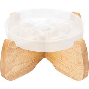 Elevated Cat Bowl Stand, 6.1" Diameter 3.5" High Rubberwood Stand for Cat Dish, Detachable Raised Bowl Holder with Non-Slip Pads, Anti Vomiting, Ergonomic Wooden Pet Feeder Holder for Cats