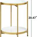 2-Tier Round End Side Table, Small Metal Side Table with Removable Tray, Folding Accent Tables for Living Room, Balcony, Nightstand for Bedroom, Outdoor Tables for Patio, Gold&White