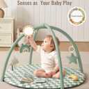 Blissful Diary Baby Play Gym Mat, Play Mat Activity Mat with 6 Detachable Toys for Stage-Based Sensory & Motor Skill Development, Easy to Install & Clean, Baby Essentials Gift, Sage Checkerboard
