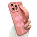 jueaes Cute Bow Case for iPhone 15 Pro Max with Finger Hand Wrist Strap