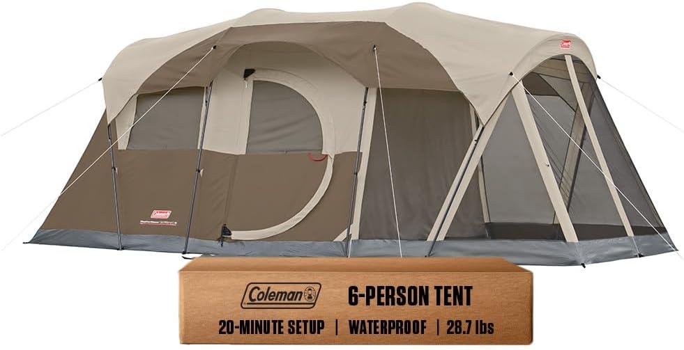 Coleman WeatherMaster Camping Tent with Screened Porch, Weatherproof Tent with Screen Room, Rainfly & Carry Bag Included, Made Without PFAS Chemicals