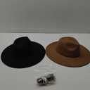 2 Pack Western Cowboy Hats for Women and Men Classic Felt Wide Brim Costume Cow Boy Hat Roll Up Brim Cowgirl Hat (Black - Coffee)