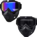 Motorcycle Helmet Riding Goggles Glasses with Removable Face Mask,Vintage Bullet Fight Motocross,Paintball Mask Anti Fog,Tactical Full Face Mask Ski Mask Goggles Detachable Adjustable