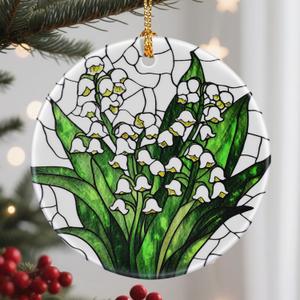 2 x Flower Hanging Ornament, Christmas Ornaments, Xmas Decorations for Tree, Ornaments for Christmas Tree, Holiday Ornament, Flower Themed Gifts, Holiday Party Gifts, Xmas Gift Ideas - Lily of The Valley