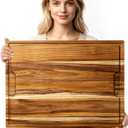 24 x 18 in Teak Cutting Board, Butcher Block with Juice Groove