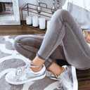 PARTY Women's Fashion Sneaker Lace Up Low Top Comfortable Cushioned Walking Shoes,Podcast,Silver Met,8