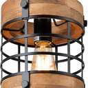 Wood Pendant Light Fixtures, Rustic Farmhouse Chandelier, Dining Room Light Fixture for Kitchen Island Foyer Hallway Bar, Height Adjustable