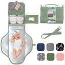Portable Changing Pad for Baby, Travel Diaper Changing Pad for Newborn, Large Waterproof Baby Changing Mat, Foldable & Detachable Diaper Changing Station with Baby Wipes Pockets, Baby Stuff by Pillani (Sage Green)