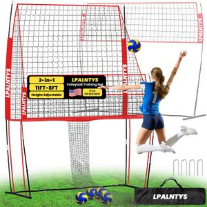 Volleyball Training Equipment, Volleyball Net System with Freely Height-Adjustable for Backyard, Volleyball Practice Net for Serving Setting Spiking, Easy Set Up for Indoor and Outdoor Use, 6.5ft to 8ft