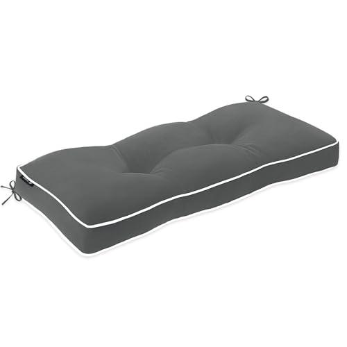 Favoyard Indoor/Outdoor Bench Cushion 36 x 14 Inch Waterproof & 3-Year Fade-Resistant Patio Furniture Cushions for Garden Porch Swing Chair Tufted Pad for Sofa Couch Seat with Ties, Dark Grey