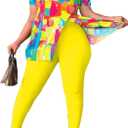 BDAILKA 2 Piece Outfits for Women Casual 2 Piece Outfits Off Shoulder Sets Pants Suit for Women (Yellow,XXL)