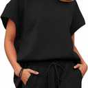 Tankaneo Womens 2 Piece Short Sets Outfits Summer Matching Lounge Set Casual Short Sleeve Tops and Shorts Pajama Set, XXL 