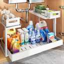 1 Pack Expandable Under Sink Organizers Storage With Upgrade Ball-Bearing Slide Tracks,2-Tier Pull Out Under Cabinet Organizer Height Adjustable,Not Suitable For Cabinets With Partitions In The Middle (White)