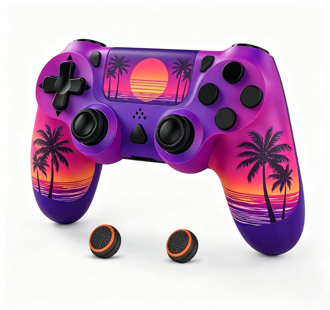 Wireless Controller for ps-4,Remote controller for ps-4/Slim/Pro/PC with Dual Vibration/3.5mm Audio Jack/6-Axis Gyro/Touch Pad/Type-C Port/1000mAh Battery (purple)