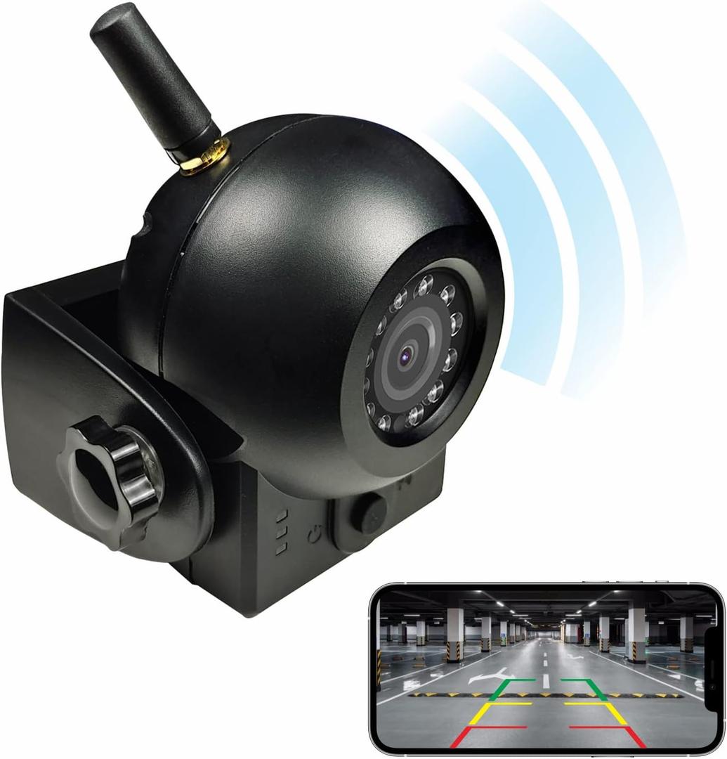 Upgraded Wireless Backup Camera Magnetic Hitch, 4000mAh Rechargeable Battery Powered WiFi Rear View Camera, 720P IP68 Waterproof Reverse Camera for Truck/RV/Camper/Trailer for iPhone iPad Android