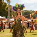 Halloween Carnival Mask Costume Accessory Set, Faux Feather Headpice Butterfly Diamond Face Stickers Headband Beads Necklace Earrings for Anniversary Carnival Festival Outfit Women