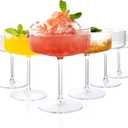 Ciaell 12PCS Plastic Martini Glasses - 10 Oz Disposable Coupe Glasses with Stem - Heavy Duty Margarita Cups for Bars, Cocktails, Whiskey, Parties & Wedding (Basic Clear)