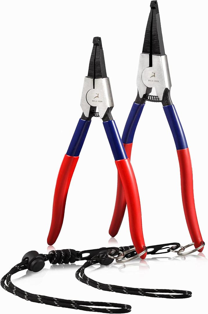 Lock Ring Pliers Set - 8" & 11" Retaining Ring Pliers with Right Angle Tip