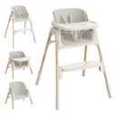 Mloong High Chair for Babies and Toddlers - Adjustable 4-in-1 Baby High Chairs with Dishwasher Tray, Easy Clean Highchair, Beige