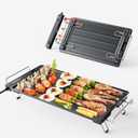 Electric Griddle with Removable Touch Panel, IPX9 Waterproof, Dishwasher-Safe, 1300W Fast Heating in 10S, 18x10" Die-Cast Nonstick Plate, Foldable Design for Family Use (48 People)