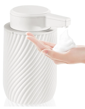 Automatic Soap Dispenser Foaming Touchless: 9oz Plastic White - Rechargeable Electric Smart Auto Foam Soap Dispenser - Bathroom Kitchen Hand Dish Lotion