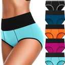 OLIKEME High Waisted Underwear for Women Tummy Control Cotton Plus Size Full Coverage Packs Ladies Panties Briefs (3X-Large)
