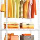 Ulif H4 Mini Portable Closet, 4 Tiers Freestanding Clothing Garment Rack for Small Space, Metal Clothes Wardrobe System for Bedroom, 23.6" W x 14" D x 76.4" H, Load 502 lbs, White