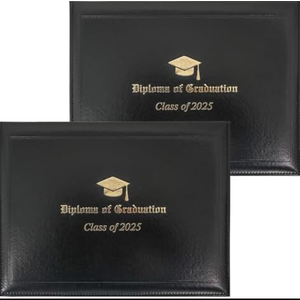 GraduationMall Leatherette Imprinted Diploma Cover for Certificate 8.5"x 11" Class of 2026 Padded Graduation Diploma Holder Black,4 Packs