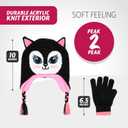 PEAK 2 PEAK Girls Knitted Animal Beanie Winter Hat & Glove Set  Warm Cold-Weather Accessories for Ages 49