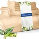 DREAMCARE 100% Viscose from Bamboo Sheets Queen Size - 4 Pc Luxury Cooling Sheets for Hot Sleepers, Queen Size Bed Sheets Set (Soft Apricot)
