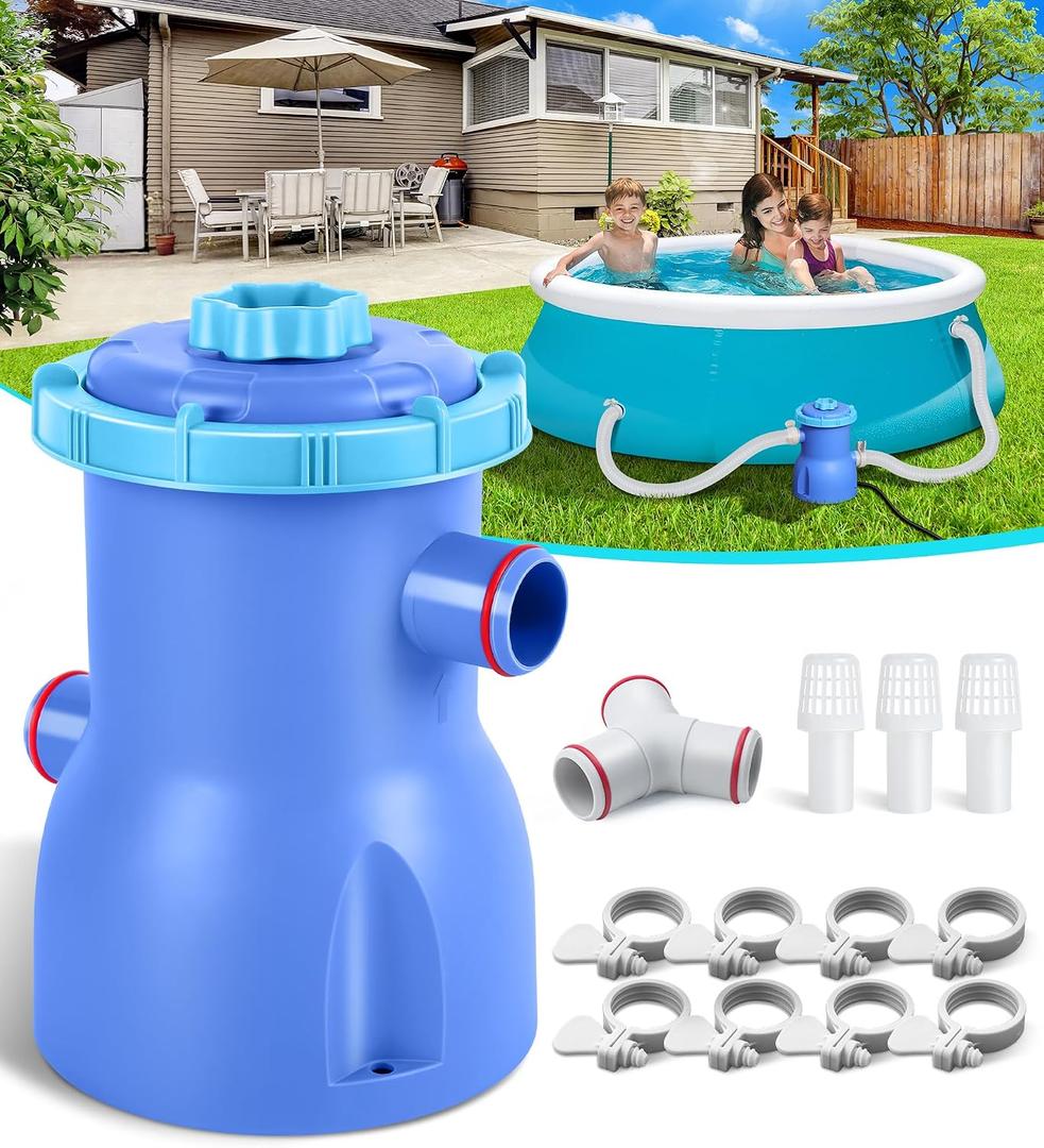 DeeprClean 300GPH Pool Filter Pump for Small Above Ground Pools, Promoted Water Circulation & Filtration, Fits Type-I Filter Cartridge,ETL Certified Small Pool Pump w/GFCI for Safe Protection-SkyBlue
