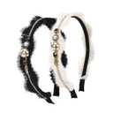 Headbands for Women's Hair, Fashion Women Hair Accessories, Jeweled Beaded Black White Lace Headbands for Women