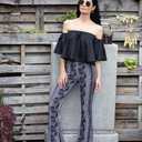 SATINA High Waisted Flare Leggings for Women - Yoga Pants for Women - Buttery Soft Bell Bottom Palazzo - Versatile Sizing (Medium, Leafy Black)