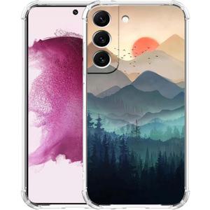 Mountain and Sunrise Case for Samsung Galaxy S22,Natural Scenery Painting,Unique Soft TPU Bumper Case Compatible with Galaxy S22