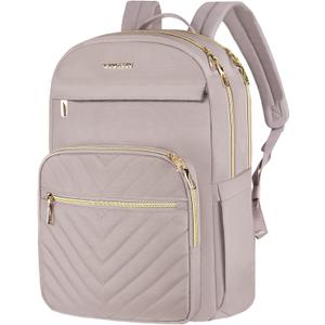 VANKEAN Laptop Backpack for Women,15.6 Inch Laptop Computer Bag Travel Backpack Purse,Waterproof Work Business Backpack College Teacher Bags, Light Dusty Pink